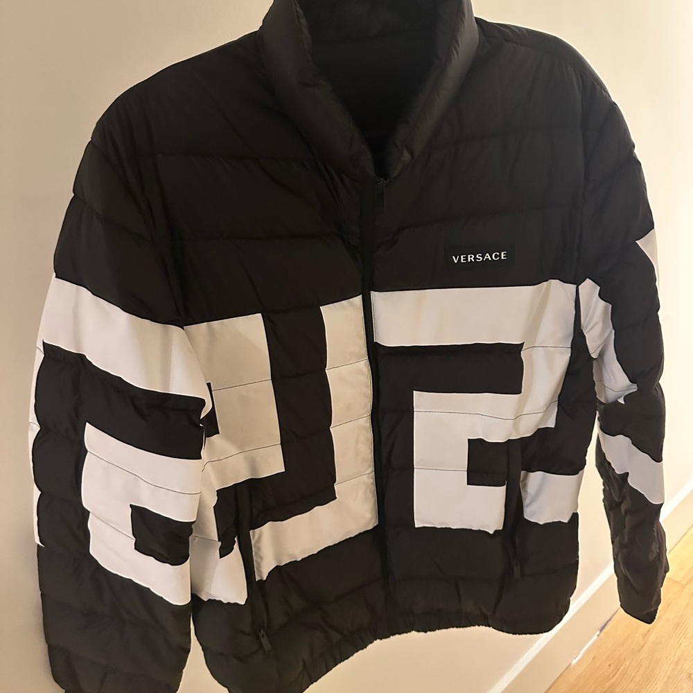 Versace Black Down Greca Puffer Jacket - image 3